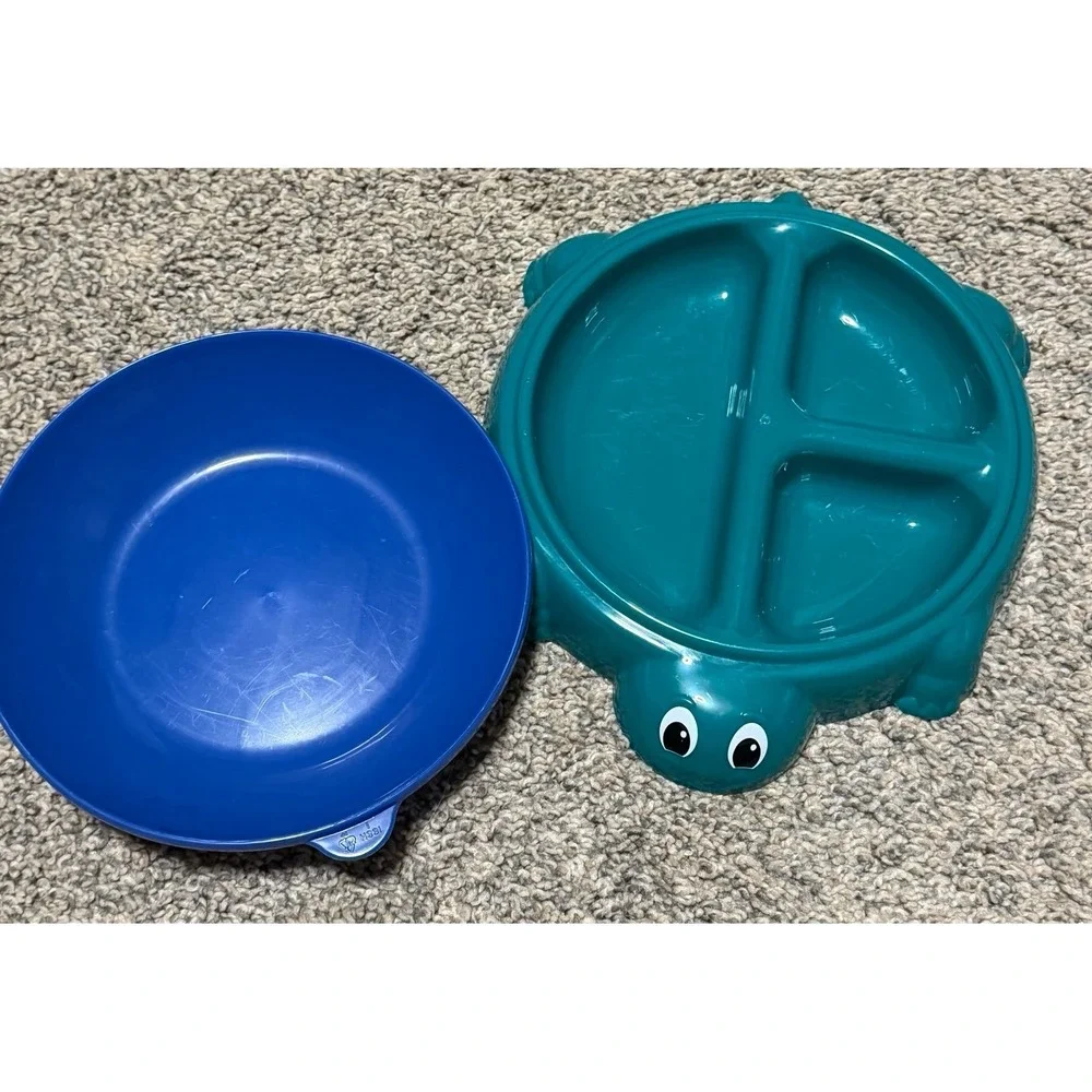 Rubbermaid Turtle Divided Snack Bowl With Bowl Lid Kids Toddler HTF‎ VTG